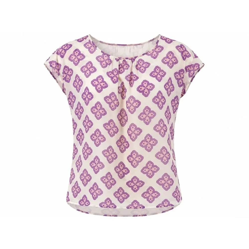 Daniel Rainn Purple Pink Geometric Sheer Blouse Women's Large - Picture 4 of 4